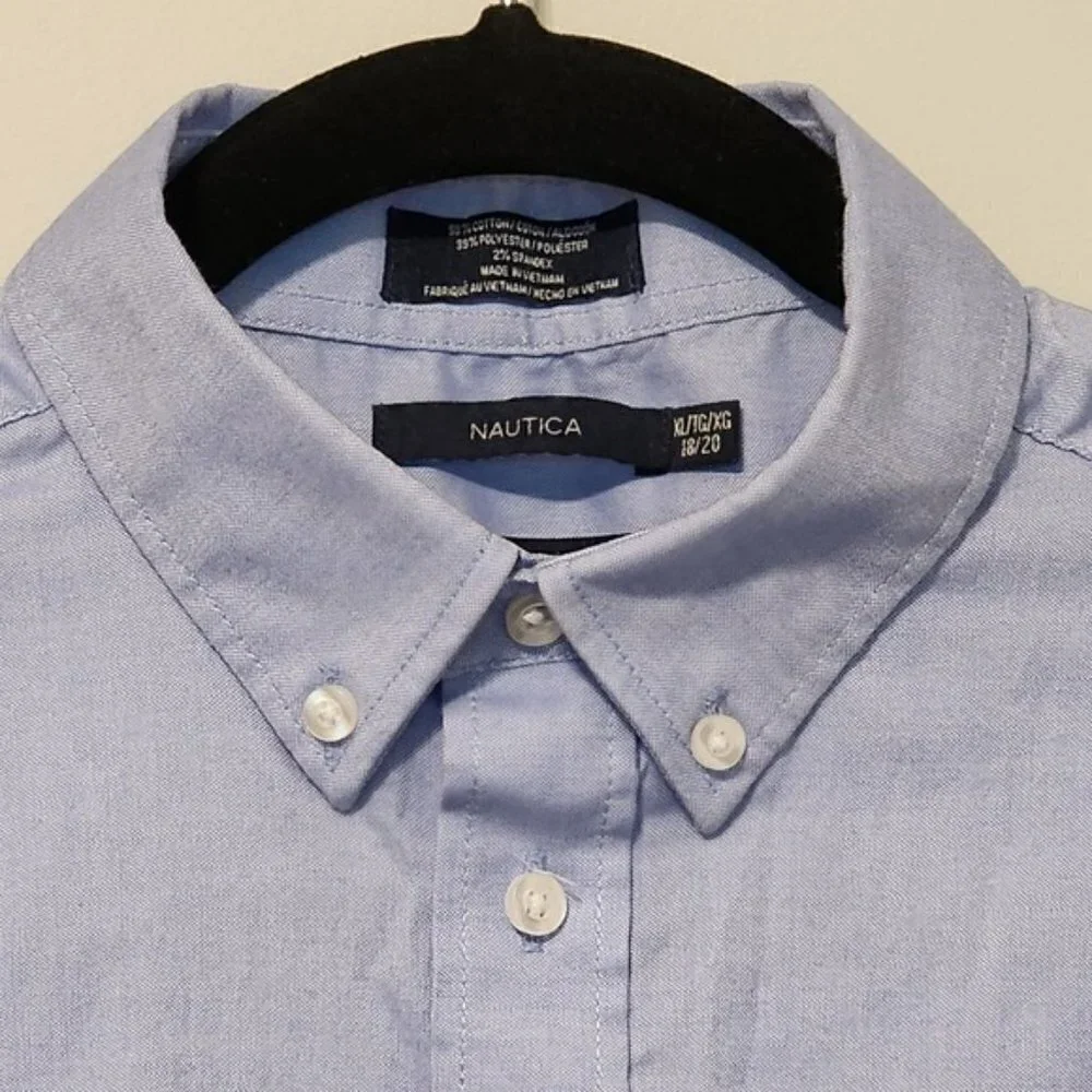 Nautica button down Oxford shirt sz XL 18-20 short sleeve blue
